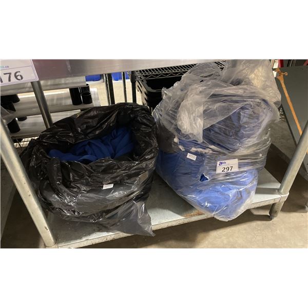 2 BAGS OF COMPANY BRANDED APRONS, COLLARED SHIRTS & T SHIRTS