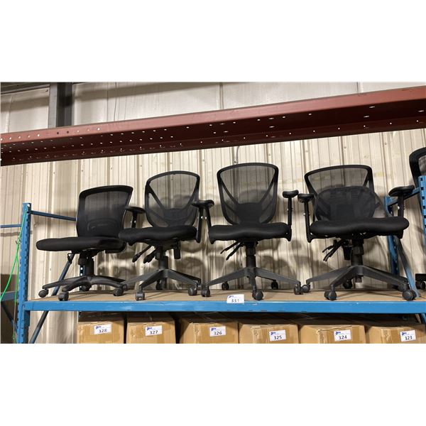 4 ADJUSTABLE MESH BACK MOBILE OFFICE CHAIRS