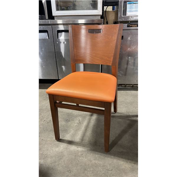 MEDIUM WOOD TONE SOLID BACK PADDED COMMERCIAL RESTAURANT DINING CHAIR