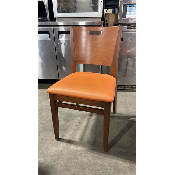 MEDIUM WOOD TONE SOLID BACK PADDED COMMERCIAL RESTAURANT DINING CHAIR