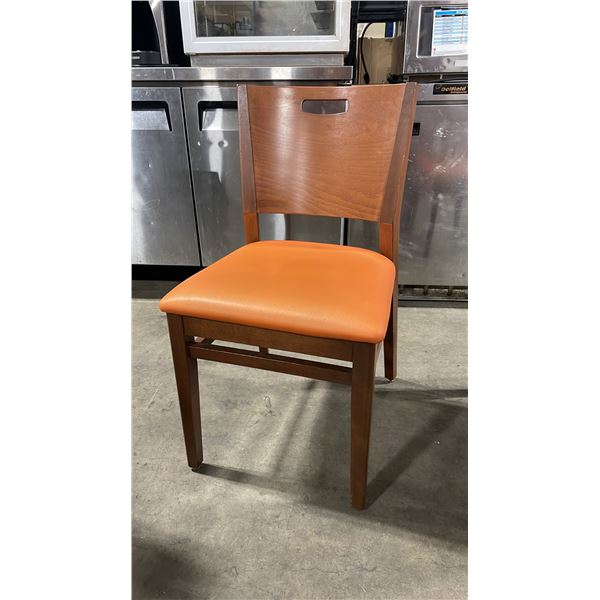 MEDIUM WOOD TONE SOLID BACK PADDED COMMERCIAL RESTAURANT DINING CHAIR