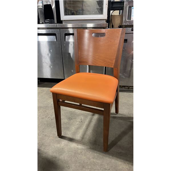 MEDIUM WOOD TONE SOLID BACK PADDED COMMERCIAL RESTAURANT DINING CHAIR