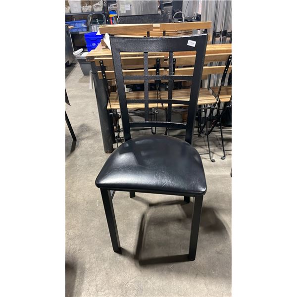 BLACK METAL FRAMED SLAT BACK PADDED COMMERCIAL RESTAURANT DINING CHAIR