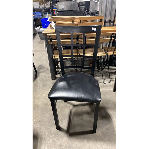 BLACK METAL FRAMED SLAT BACK PADDED COMMERCIAL RESTAURANT DINING CHAIR