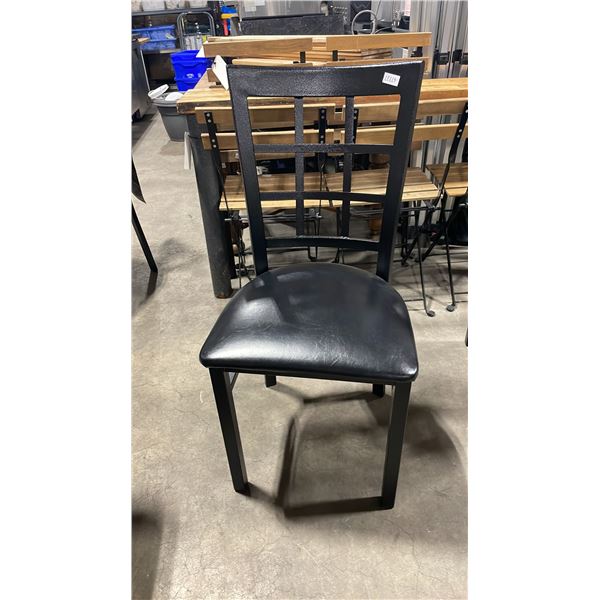 BLACK METAL FRAMED SLAT BACK PADDED COMMERCIAL RESTAURANT DINING CHAIR