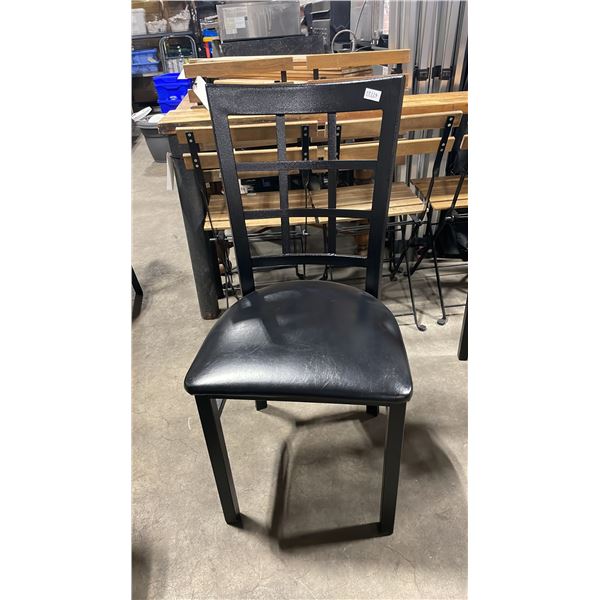 BLACK METAL FRAMED SLAT BACK PADDED COMMERCIAL RESTAURANT DINING CHAIR