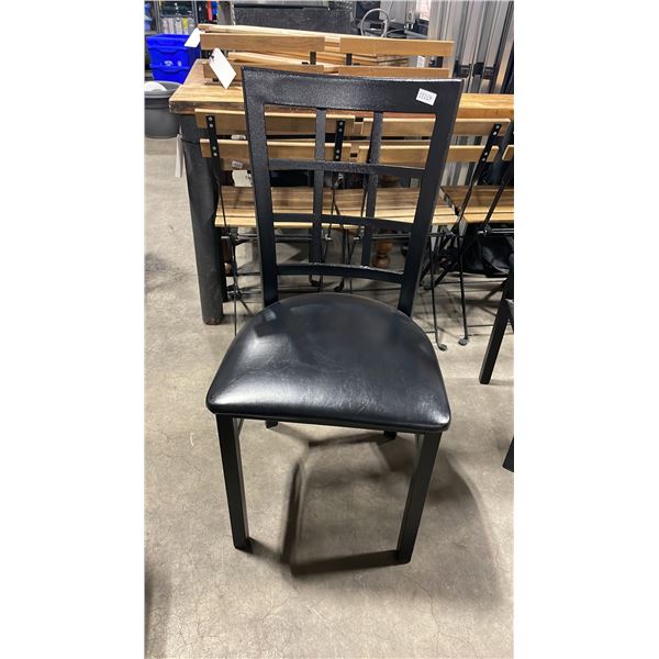 BLACK METAL FRAMED SLAT BACK PADDED COMMERCIAL RESTAURANT DINING CHAIR