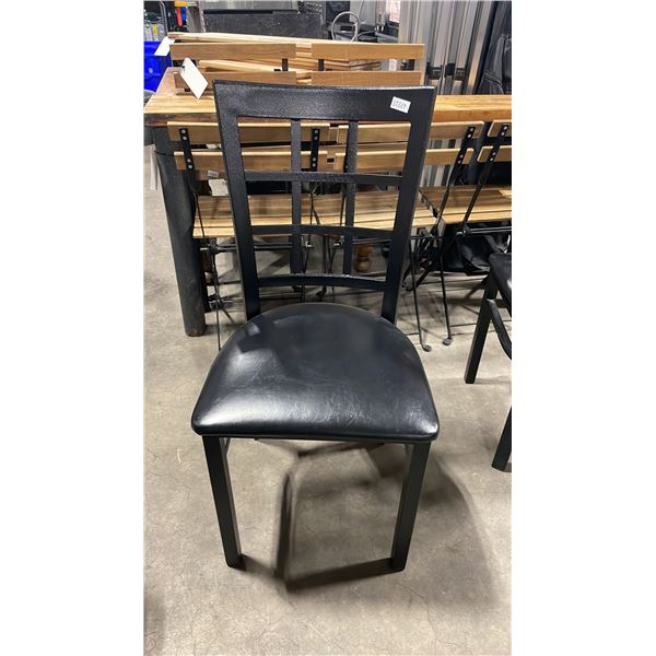 BLACK METAL FRAMED SLAT BACK PADDED COMMERCIAL RESTAURANT DINING CHAIR