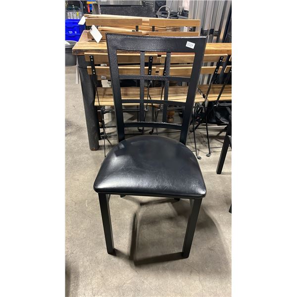 BLACK METAL FRAMED SLAT BACK PADDED COMMERCIAL RESTAURANT DINING CHAIR