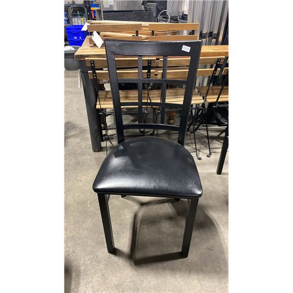 BLACK METAL FRAMED SLAT BACK PADDED COMMERCIAL RESTAURANT DINING CHAIR