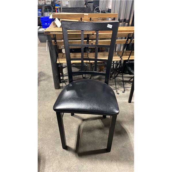 BLACK METAL FRAMED SLAT BACK PADDED COMMERCIAL RESTAURANT DINING CHAIR