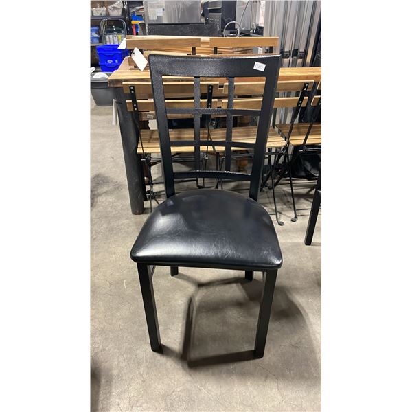 BLACK METAL FRAMED SLAT BACK PADDED COMMERCIAL RESTAURANT DINING CHAIR