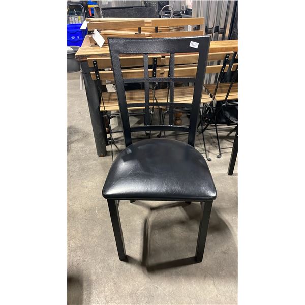 BLACK METAL FRAMED SLAT BACK PADDED COMMERCIAL RESTAURANT DINING CHAIR