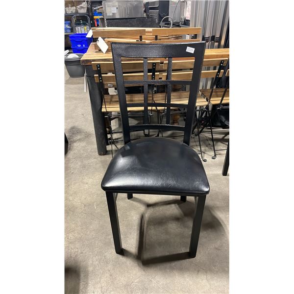 BLACK METAL FRAMED SLAT BACK PADDED COMMERCIAL RESTAURANT DINING CHAIR