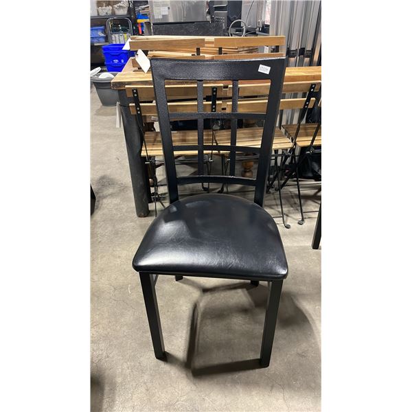 BLACK METAL FRAMED SLAT BACK PADDED COMMERCIAL RESTAURANT DINING CHAIR