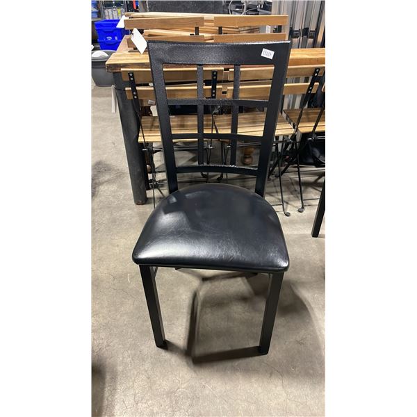 BLACK METAL FRAMED SLAT BACK PADDED COMMERCIAL RESTAURANT DINING CHAIR