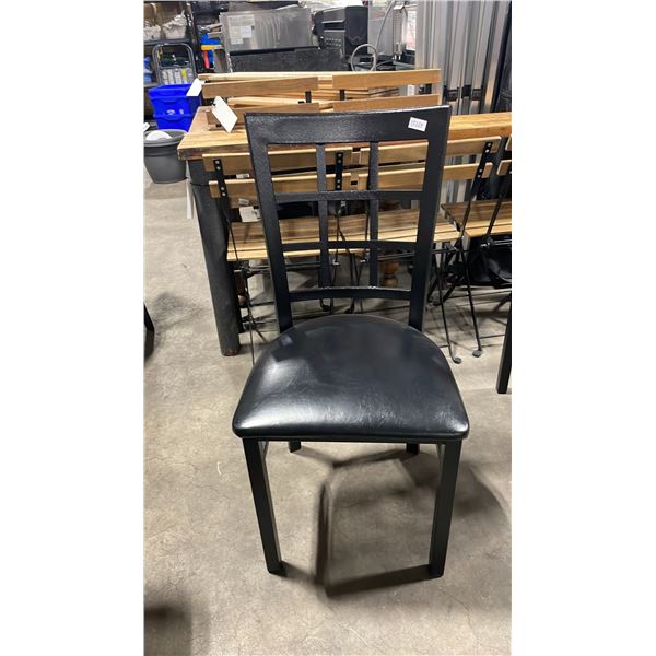 BLACK METAL FRAMED SLAT BACK PADDED COMMERCIAL RESTAURANT DINING CHAIR