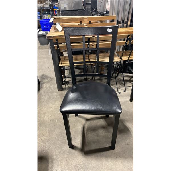 BLACK METAL FRAMED SLAT BACK PADDED COMMERCIAL RESTAURANT DINING CHAIR
