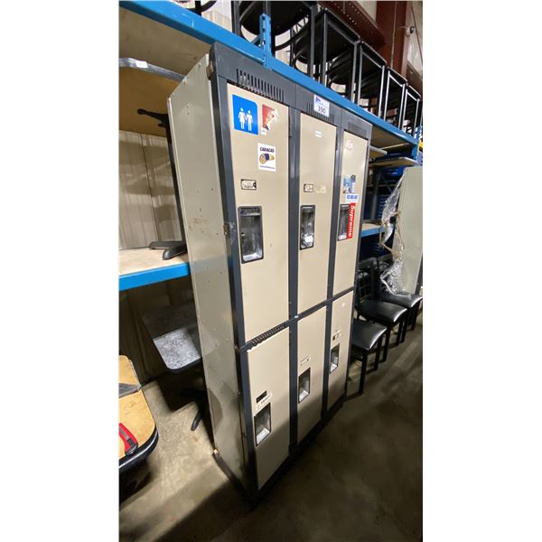 BEIGE METAL 3 BAY 6 DOOR COMMERCIAL LOCKER SYSTEM