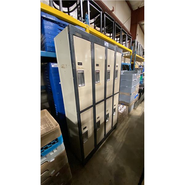 BEIGE METAL 4 BAY 8 DOOR COMMERCIAL LOCKER SYSTEM