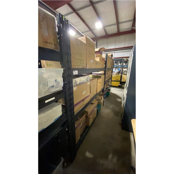 1 BAY OF BLACK ADJUSTABLE MESH DECK SHELVING 2- 78" UPRIGHTS, 6- 72" SIDE RAILS