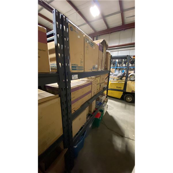 1 BAY OF BLACK ADJUSTABLE MESH DECK SHELVING 2- 78" UPRIGHTS, 6- 72" SIDE RAILS