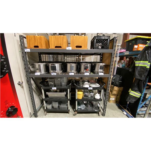 1 BAY OF BLACK ADJUSTABLE MESH DECK SHELVING 2- 78" UPRIGHTS, 4- 72" SIDE RAILS