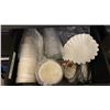 Image 5 : CONTENTS OF SHELVING UNIT- ASSORTED OFFICE SUPPLIES, WORK GLOVES, CASTER WHEELS, DISPOSABLE CUPS,