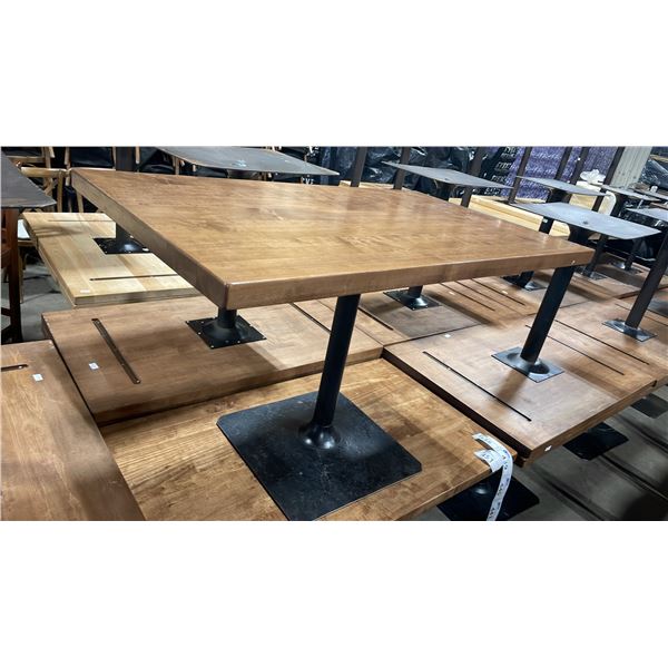 MEDIUM WOOD TOP SINGLE PEDESTAL 48" X 28" RECTANGULAR RESTAURANT TABLE 30"H