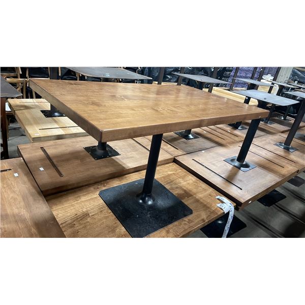 MEDIUM WOOD TOP SINGLE PEDESTAL 48" X 28" RECTANGULAR RESTAURANT TABLE 30"H