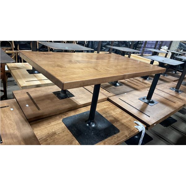 MEDIUM WOOD TOP SINGLE PEDESTAL 48" X 28" RECTANGULAR RESTAURANT TABLE 30"H