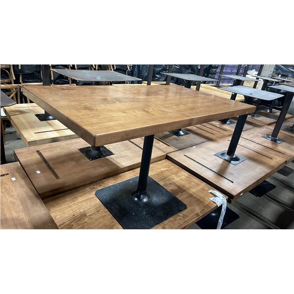 MEDIUM WOOD TOP SINGLE PEDESTAL 48" X 28" RECTANGULAR RESTAURANT TABLE 30"H