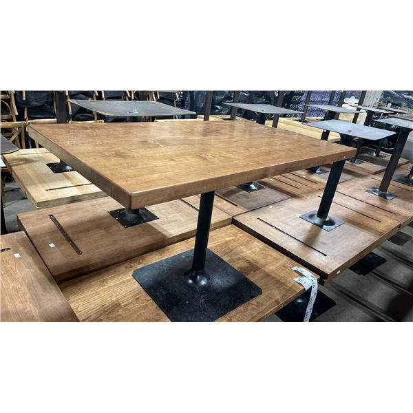 MEDIUM WOOD TOP SINGLE PEDESTAL 48" X 28" RECTANGULAR RESTAURANT TABLE 30"H