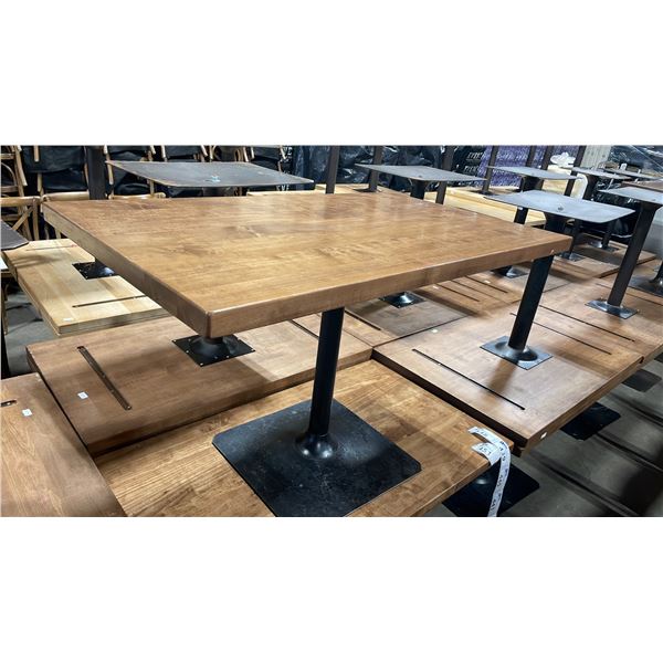 MEDIUM WOOD TOP SINGLE PEDESTAL 48" X 28" RECTANGULAR RESTAURANT TABLE 30"H