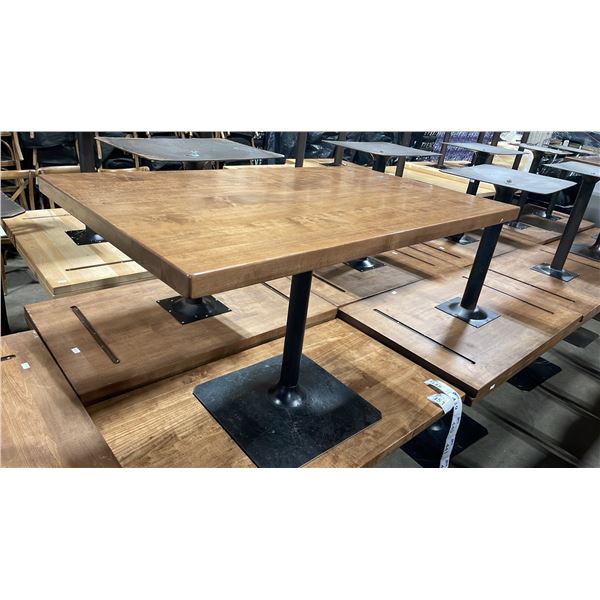 MEDIUM WOOD TOP SINGLE PEDESTAL 48" X 28" RECTANGULAR RESTAURANT TABLE 30"H