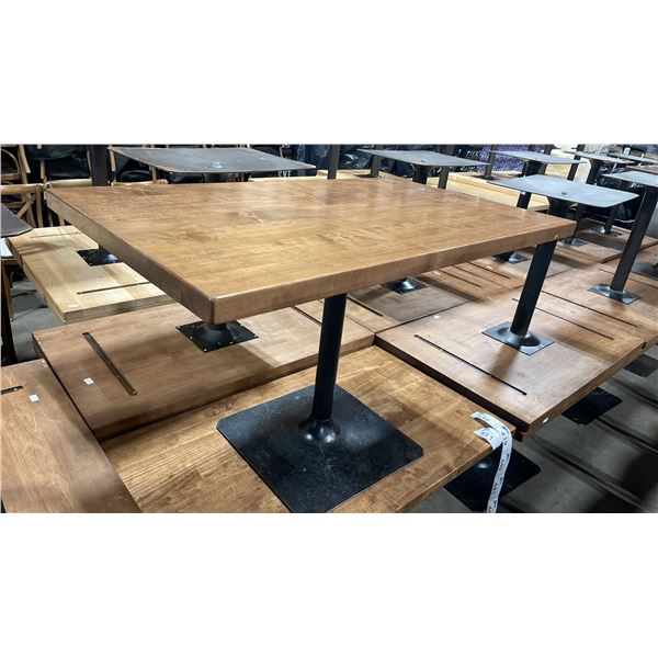 MEDIUM WOOD TOP SINGLE PEDESTAL 48" X 28" RECTANGULAR RESTAURANT TABLE 30"H