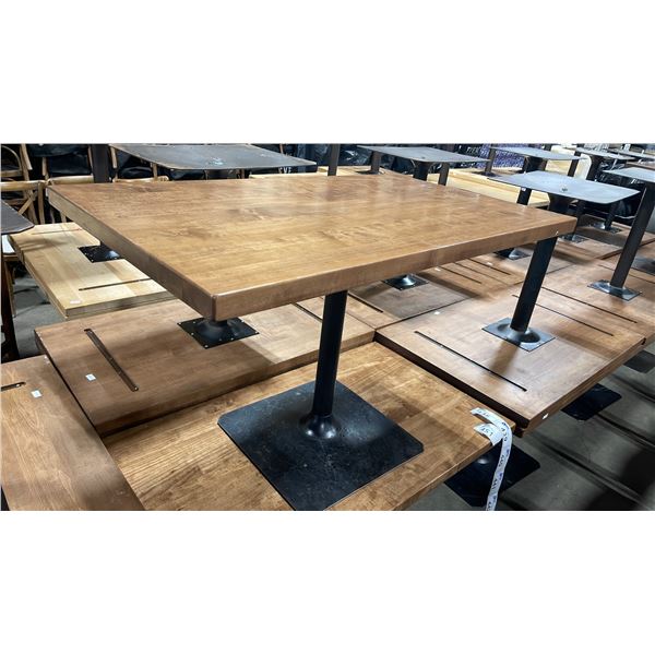 MEDIUM WOOD TOP SINGLE PEDESTAL 48" X 28" RECTANGULAR RESTAURANT TABLE 30"H