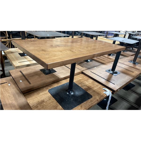 MEDIUM WOOD TOP SINGLE PEDESTAL 48" X 28" RECTANGULAR RESTAURANT TABLE 30"H