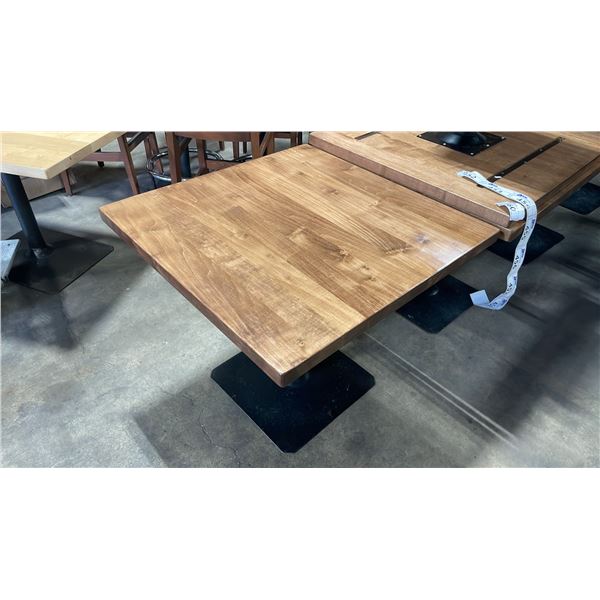 MEDIUM WOOD TOP SINGLE PEDESTAL 34" SQUARE RESTAURANT TABLE 30"H