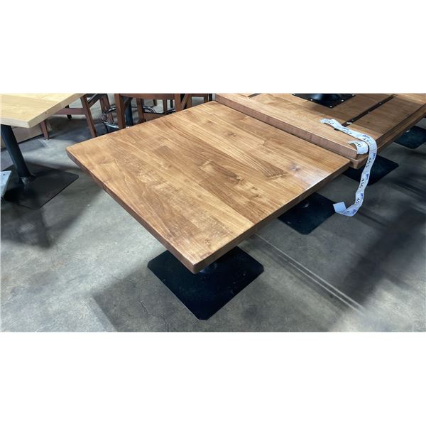 MEDIUM WOOD TOP SINGLE PEDESTAL 34" SQUARE RESTAURANT TABLE 30"H