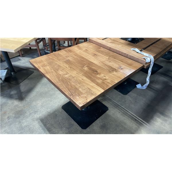 MEDIUM WOOD TOP SINGLE PEDESTAL 34" SQUARE RESTAURANT TABLE 30"H
