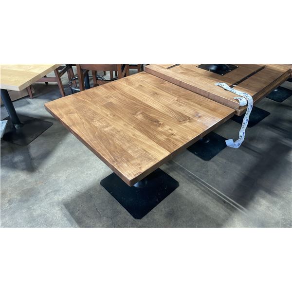 MEDIUM WOOD TOP SINGLE PEDESTAL 34" SQUARE RESTAURANT TABLE 30"H