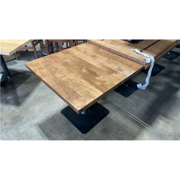 MEDIUM WOOD TOP SINGLE PEDESTAL 34" SQUARE RESTAURANT TABLE 30"H