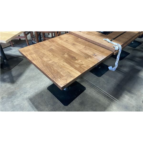 MEDIUM WOOD TOP SINGLE PEDESTAL 34" SQUARE RESTAURANT TABLE 30"H