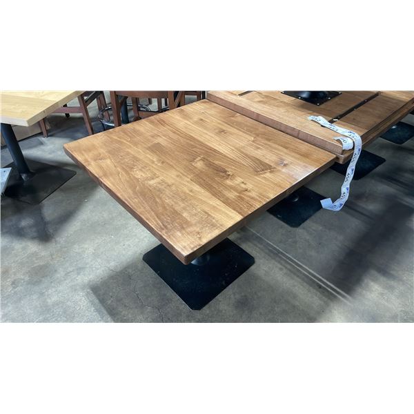MEDIUM WOOD TOP SINGLE PEDESTAL 34" SQUARE RESTAURANT TABLE 30"H