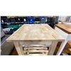Image 2 : 3 TIER NATURAL WOOD MOBILE TABLE APPROX 20"W X 23"D X 33.5"H
