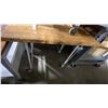 Image 3 : 2 MOBILE WORK TABLES & 1 STATIONARY WOODEN BLOCK WORK TABLE