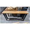 Image 2 : BUTCHER BLOCK TOP METAL BASE NARROW WALL TABLE 56.5"L X 10"D X 30"H