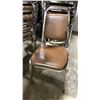 Image 2 : STACK OF 10 BROWN PADDED CHROME METAL FRAMED STACKING EVENT CHAIRS