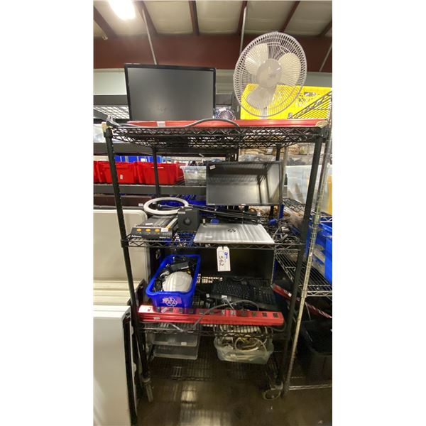 4 TIER 35.5"W X 21"D X 66"H BLACK MOBILE COMMERCIAL METRO STYLE RACKING SYSTEM WITH HP LAPTOP,